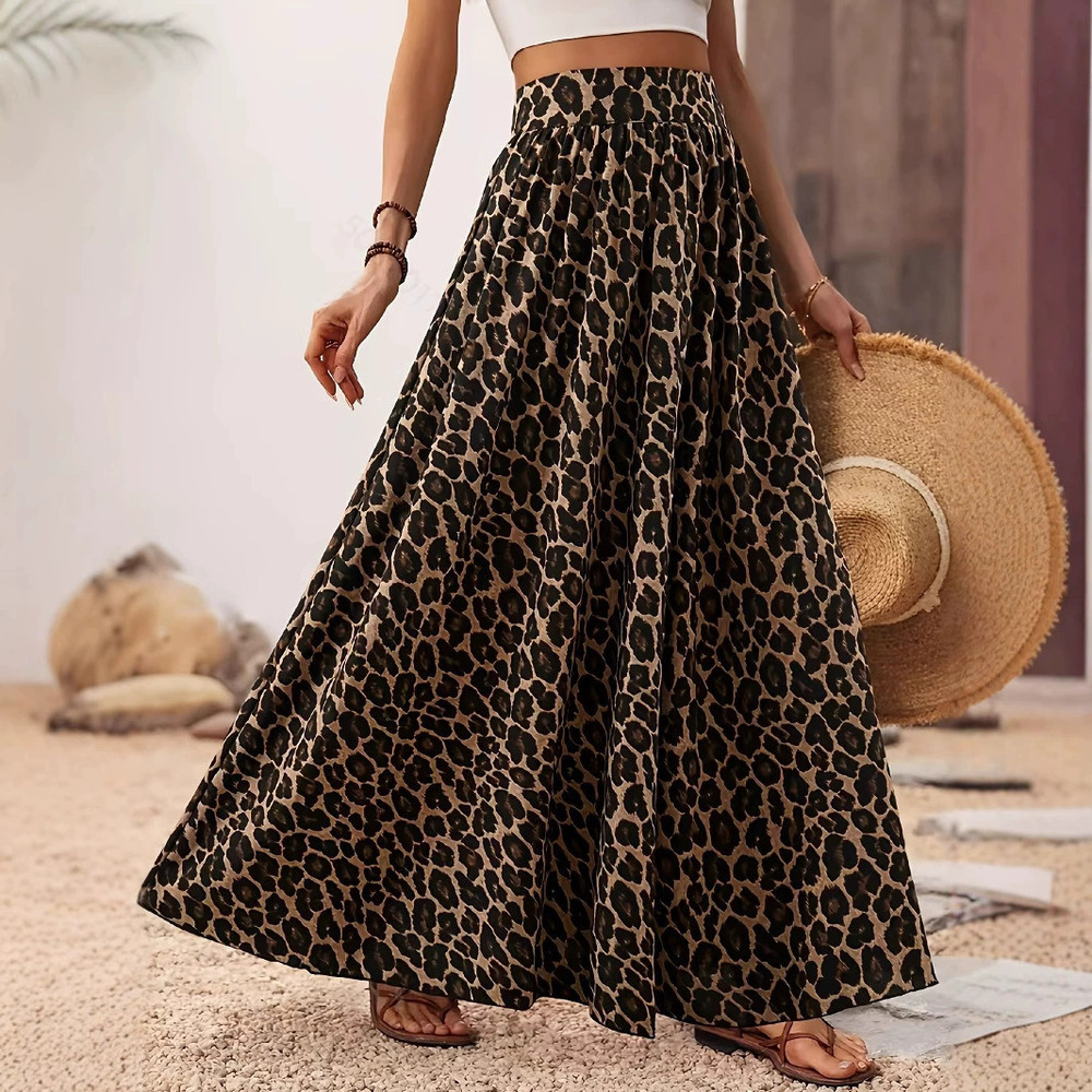Forever 21 Spring Summer High-Waist Leopard Print Midi Skirt
